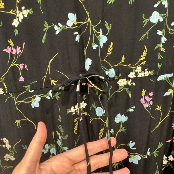 Vintage CAROL ANDERSON 90s Floral Short Sleeve Button Down Maxi Dress Tie Back - Picture 9 of 10